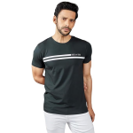 Men's Striped Printed Cotton T-Shirt Regular Fit Round Neck