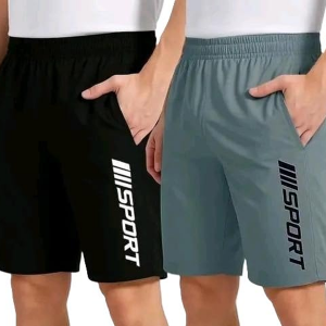 Men’s Casual Sports Shorts Pack of 2 | Comfortable Printed Polyester Half Pants for Daily