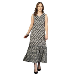 New Rayon Floral Printed Sleeveless Fit and Flared Maxi Dress for Women