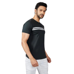 Men's Striped Printed Cotton T-Shirt Regular Fit Round Neck