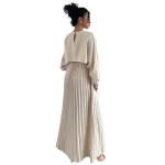 Dress for Women || Women’s Solid Pleated Maxi Dress || Modest Long Sleeve Loose Fit Flowy Gown for Casual