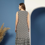 New Rayon Floral Printed Sleeveless Fit and Flared Maxi Dress for Women