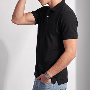 Men’s Polo T‑Shirt | Comfortable Rich Cotton Blend, Band Collar, Regular Fit