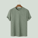 Men’s Waffle Textured T-Shirt | Solid Regular Fit Round Neck Half Sleeve Casual Wear Tee