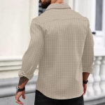 Men's Regular Fit Button Down Dress Shirts Textured Long Sleeve Casual Hawaiian Shirt