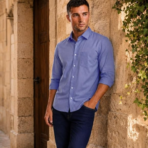Men's Slim Fit Signature Oxford Easy Care, Natural Stretch Full Sleeve Solid Casual Shirt, Cotton