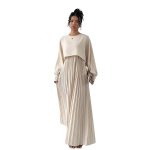 Dress for Women || Women’s Solid Pleated Maxi Dress || Modest Long Sleeve Loose Fit Flowy Gown for Casual