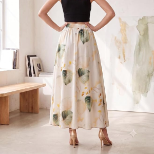 Women's Printed Co-Ord Set Cum Dress | Sleeveless Stretchable Black Crop Top with Long Flared Skirt for Woman