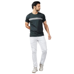 Men's Striped Printed Cotton T-Shirt Regular Fit Round Neck