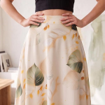 Women's Printed Co-Ord Set Cum Dress | Sleeveless Stretchable Black Crop Top with Long Flared Skirt for Woman